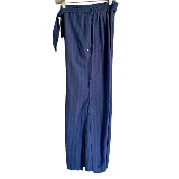 Roxy Blue Split Wide Leg Pants Elastic Waistband Belt Pockets Women's Small NEW - Picture 1 of 7
